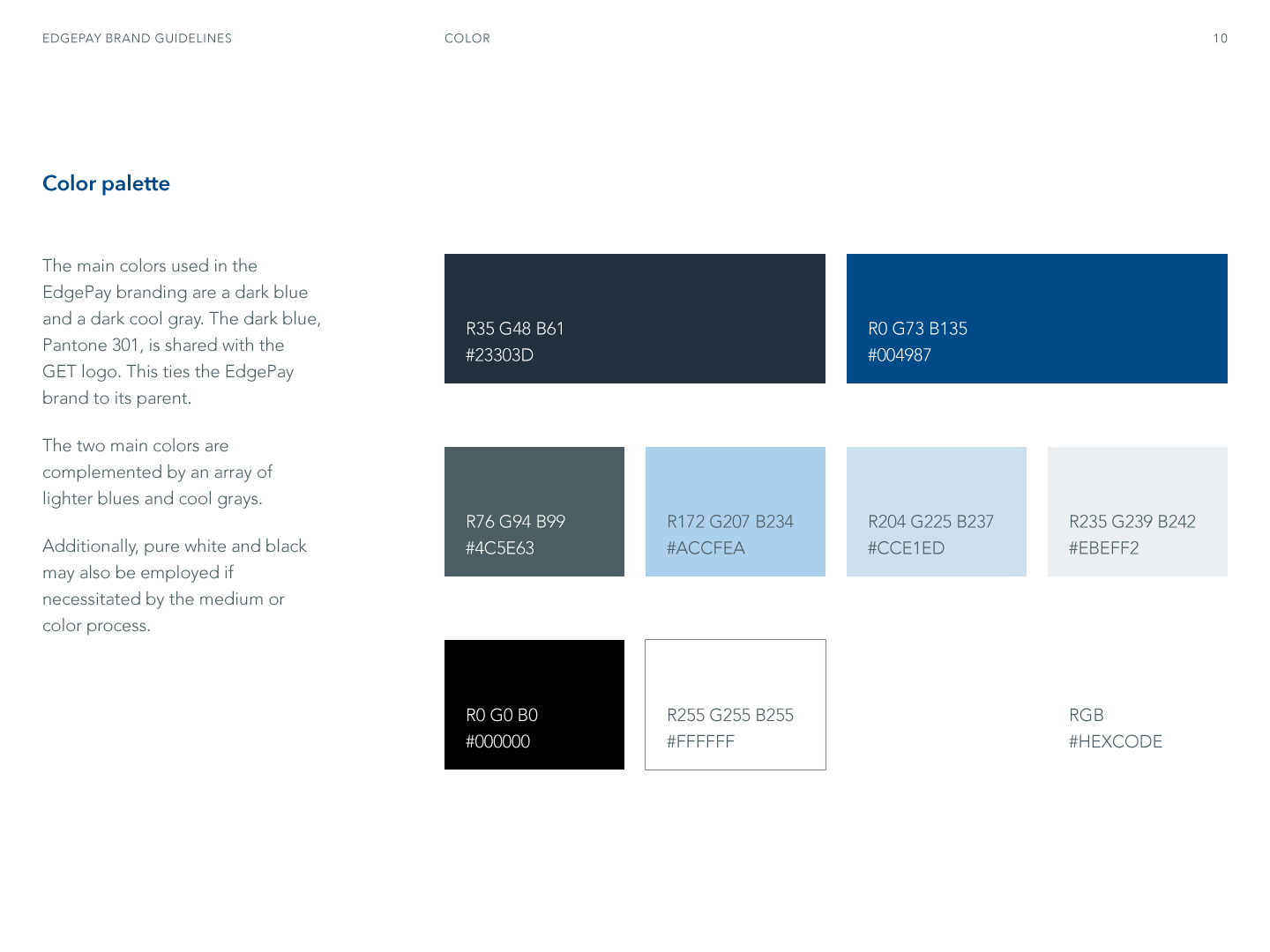 EdgePay Brand Guide - Color Palette