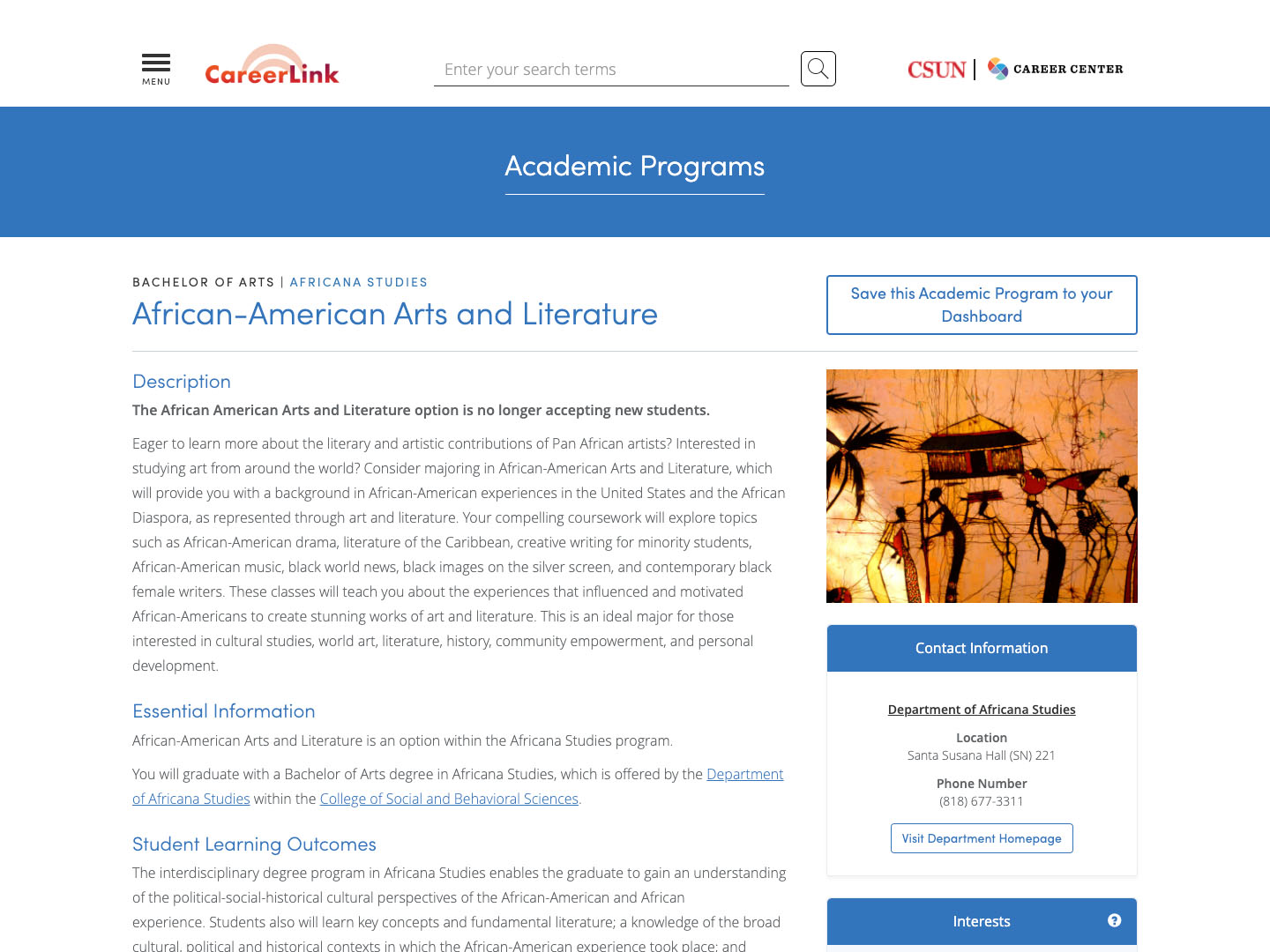 CSUN UI - Academic Program Details