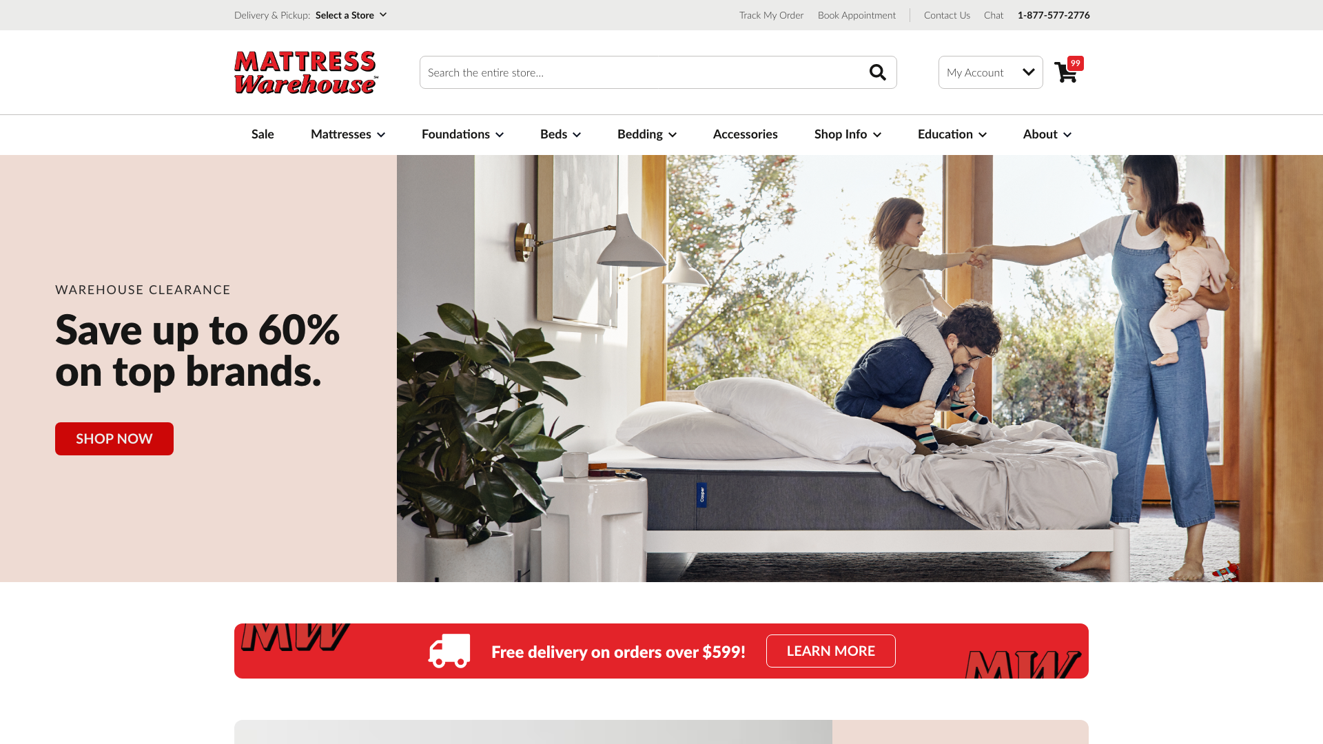 Mattress Warehouse UI - Home Page - Hero Banner