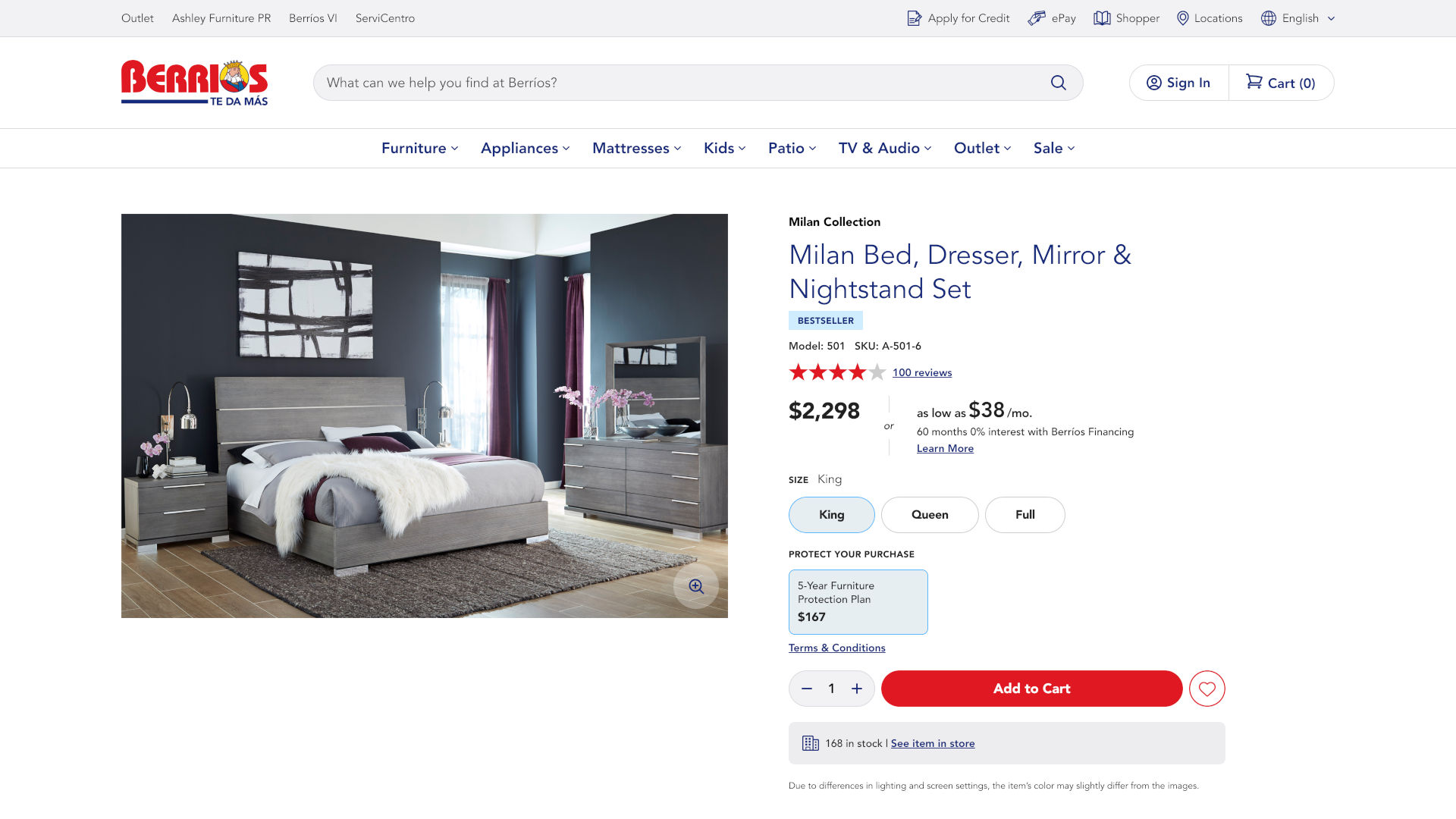 Berríos UI - Product Detail Page (Furniture)