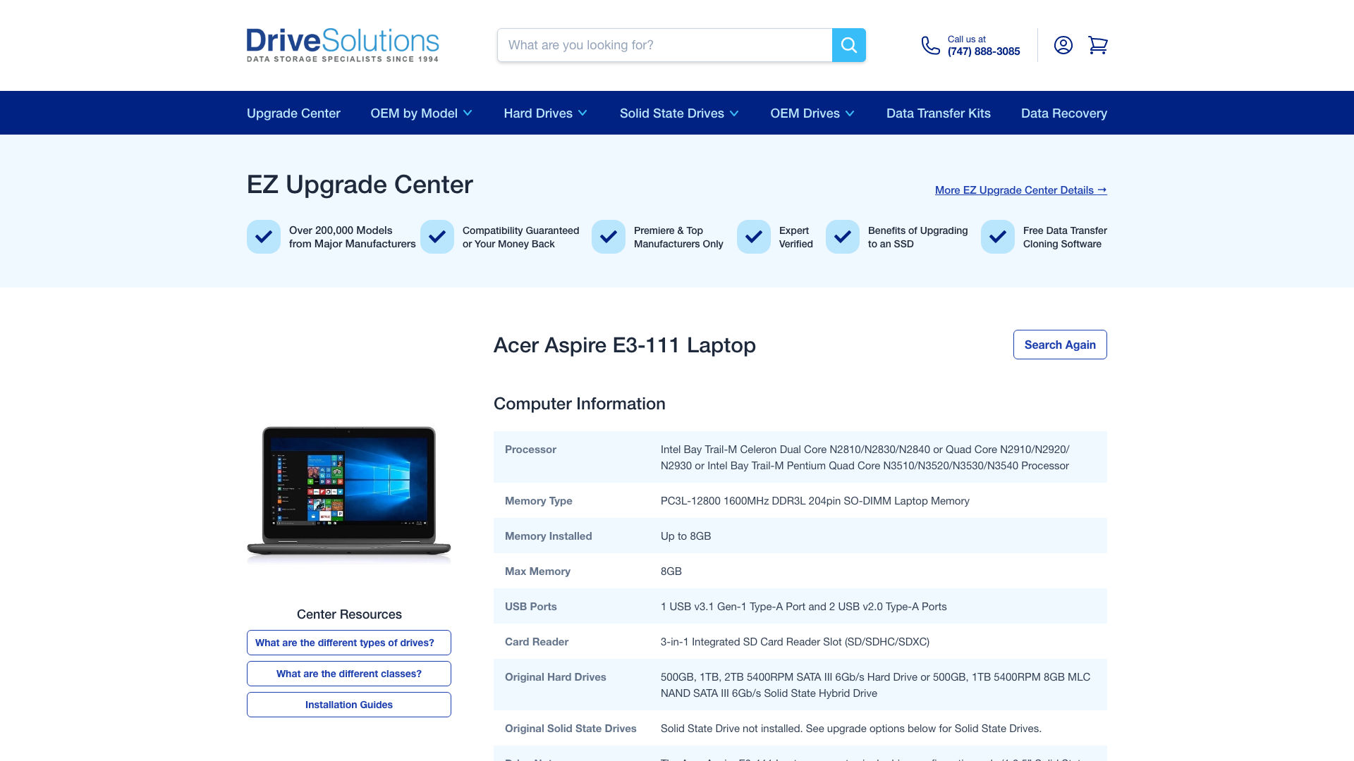 DriveSolutions - Upgrade Center - Search Results - Model Details