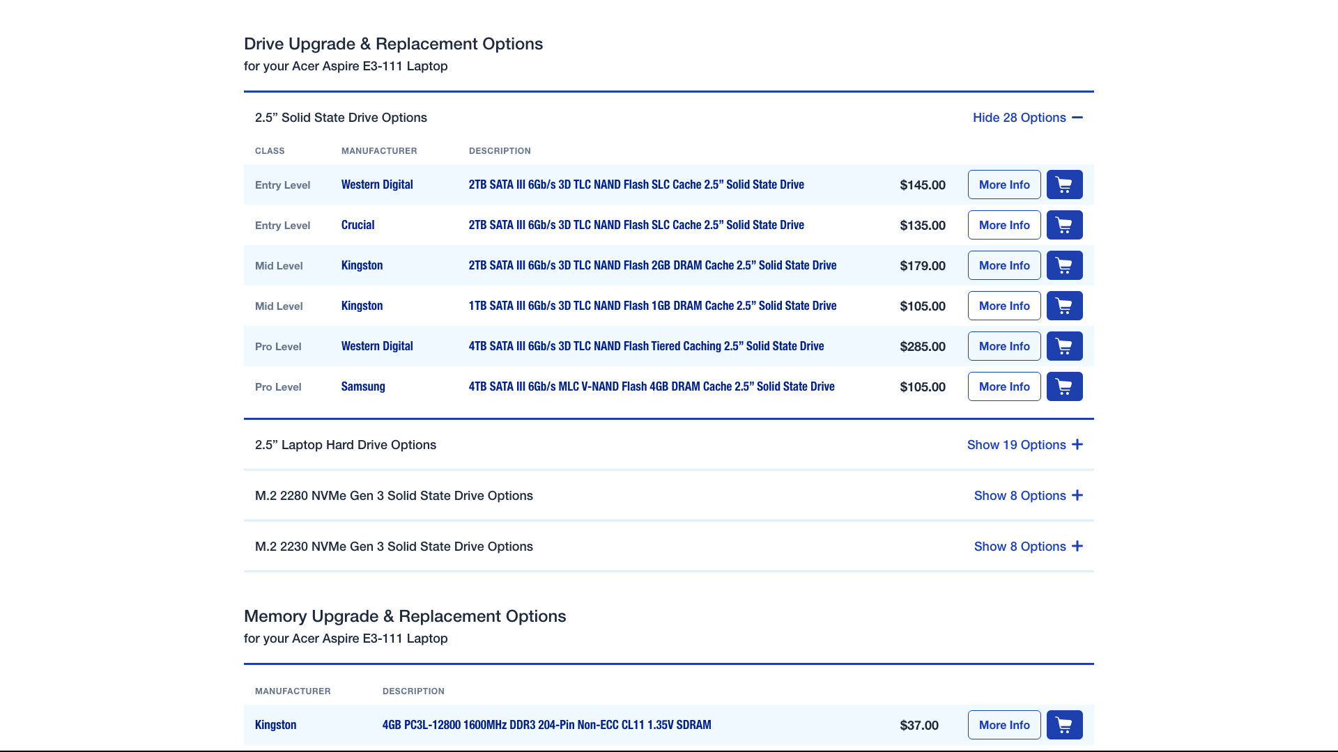 DriveSolutions - Upgrade Center - Search Results - Upgrade Options