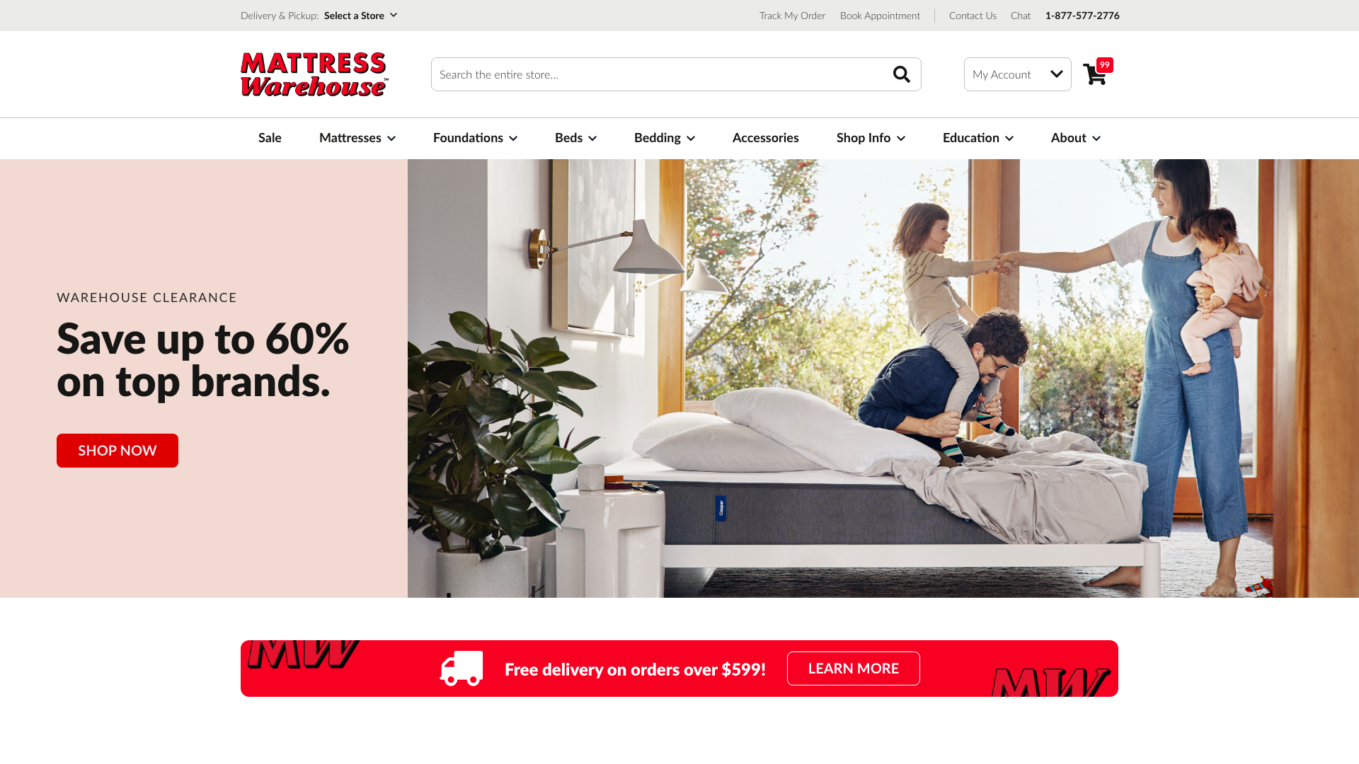 Mattress Warehouse UI - Home Page - Hero Banner